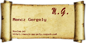 Mencz Gergely névjegykártya